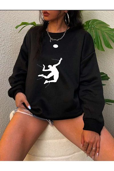 mercoledi Echipa națională de volei Vargas Sultans of the Net Crew Gât negru unisex oversize