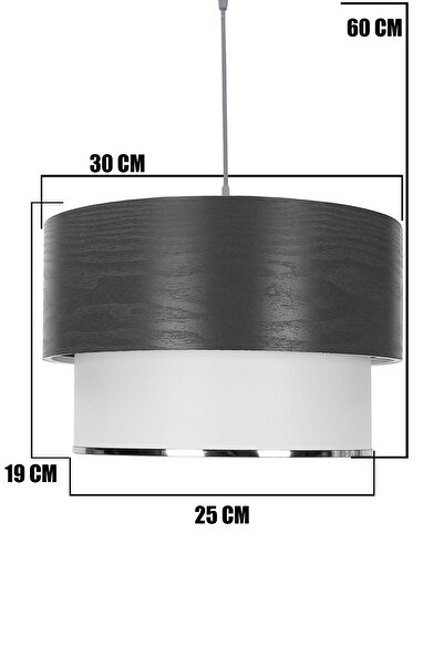 Vivido Abajur Gray Triple Lampshade and Chandelier Set - Bedroom Lighting