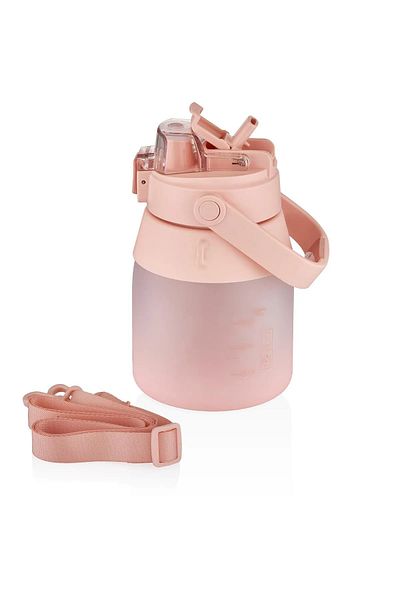 Vagonlife 1000ml Strap Single Lid Dual Use SoftTouch Water Bottle With/Without Strawberry