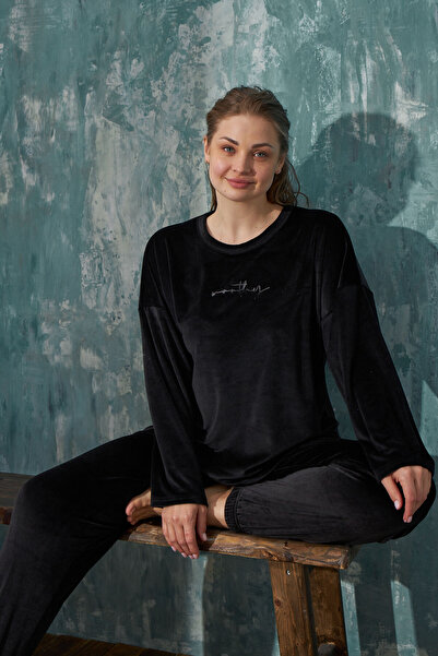 Mihra Stil Mihra 13203-3 Kadın Kışlık Kadife Battal Pijama Takımı