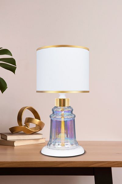 MINIMAL ETICARET VE BILGI TEKNOLOJILERI Baroque White Glossy Shine Mini Glass Lampshade