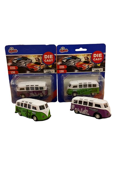 Shem 2 Pcs Boxed Pull Drop Metal Minibus Toy Cars 2 Pcs