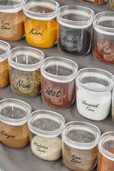 FBZhome Labeled 24-Piece 400 Ml Drop Mica Spice Dispenser Set - Storage Container with Leak Proof Lid