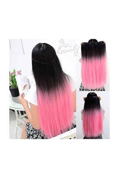 REMY HAİR سلسلة VIP شعر أسود وردي طويل نصف قمر - 3 قطع سناب 80 سم.270 جرام