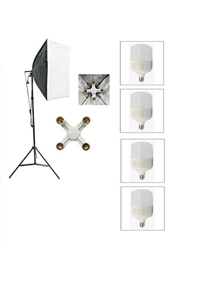 fdox 4 Duylu Softbox ,2m Işık Ayağı , 4x20 Wat Led Lamba (7200 Lümen), sabit ışık,sürekli ışık