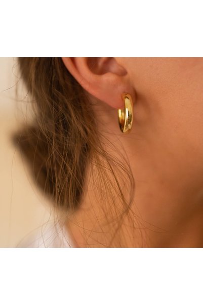 Fynbos Stainless Steel Hoop Gold Earrings