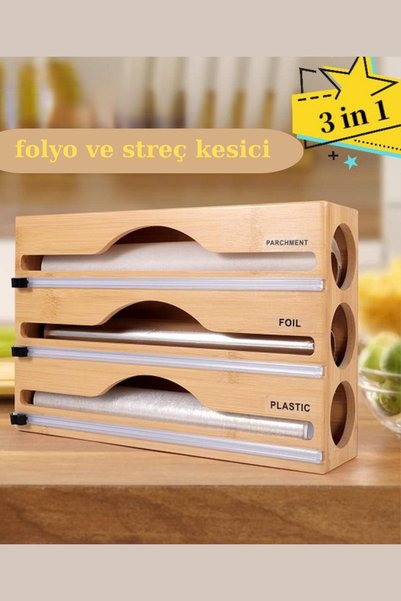 NEWNOW Bamboo Stretch and Foil Cutter, Bamboo Stretch and Foil Cutter 3 Sections
