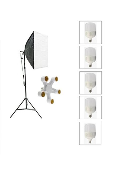 fdox 5 Duylu Softbox ,2m Işık Ayağı , 5x20 Wat Led Lamba (9000 Lümen)