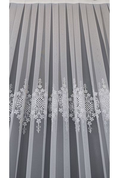 Yuka Backdrop Spread Embroidery Luxury Pattern 1/3 Pleat Ecru Tulle Curtain Wrinkle-Free No Ironing Leaded Skirt