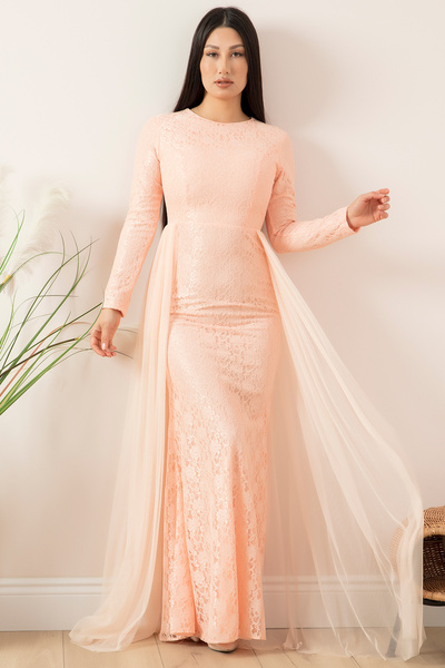 PULLIMM Βραδινό φόρεμα Hijab με λεπτομέρεια από δαντέλα 13082