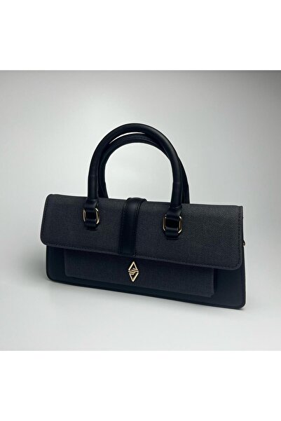 ARON Xeleri - Siyah Deri Kadın El ve Omuz Çantası