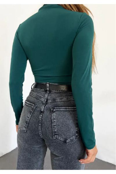 DENİKK Df11 Γυναικεία μακρυμάνικη μπλούζα μοντέρνα φορμάκι με ντραπέ μπροστά