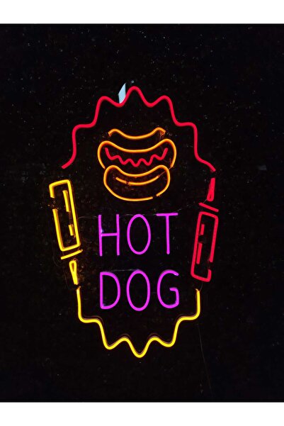 dekoraven Hot Dog Sosisli Neon Led Tabela Dekoratif aydınlatma(80x50cm)