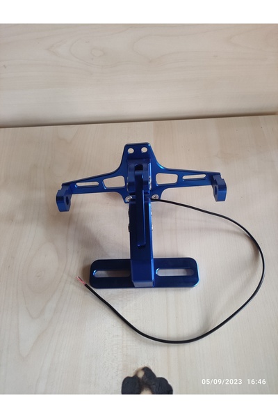 Universal Katlanabilir arka plakalık, LED ışıklı CNC metal parlak renk mavi