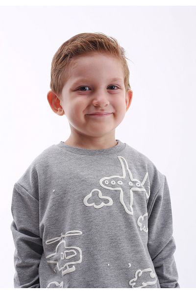 BOBBY JR KİDSWEAR بدلة للأولاد مطبوعة بطائرة هليكوبتر