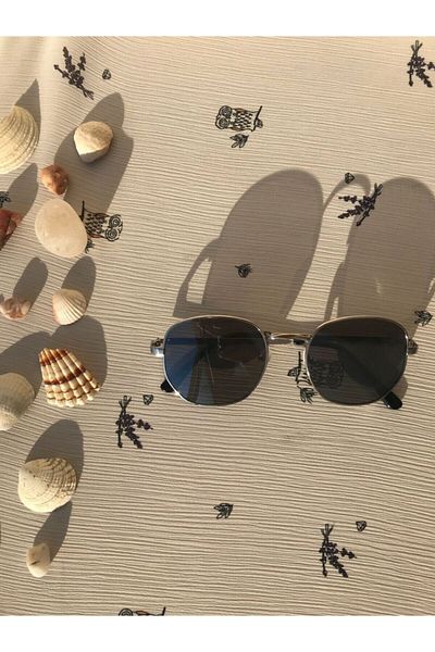 Atlas Accessory Unisex Pentagonal Silver Frame Black Sunglasses