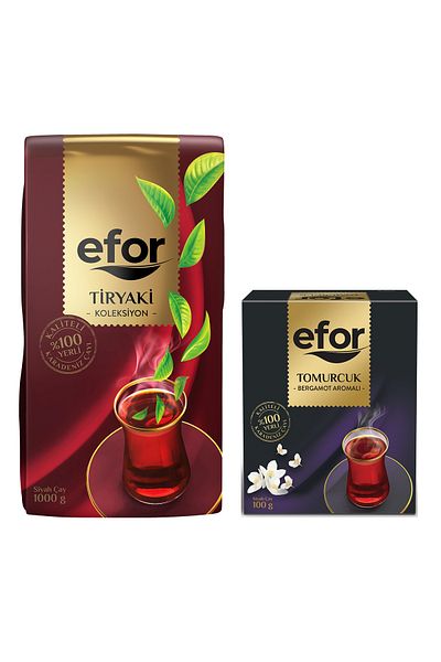 EFOR ÇAY Efor Black Tiryaki Bulk Tea 1,000gr + Bergamot Bud Flavored 100gr