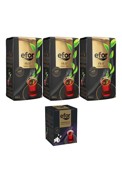 EFOR ÇAY Efor Sprout Black Bulk Tea - 1,000gr x 3 Pieces + Bud Bergamot Flavored 100gr