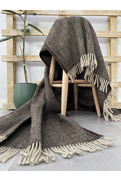 BLANTUR بطانية تلفاز من صوف الغنم 100٪ من قماش الخراف - أسود