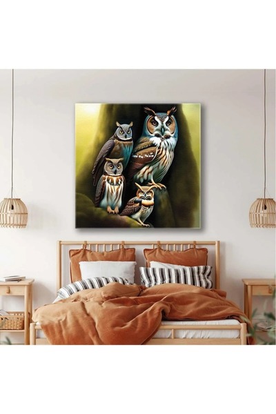 arajans Drăguț Bufniță Familie Înțelept Animal Decorativ Canvas Print ART00199