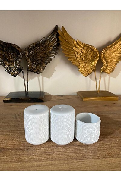 ZAGİ Porselen Tuzluk&Karabiberlik&Kürdanlık Seti