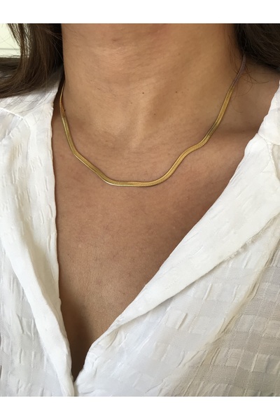 Genel Markalar Gold Paslanmaz Çelik Zincir Italyan Ezme Kolye