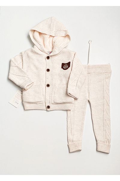 a baby Baby Knitwear Cardigan Set Lined Embroidered