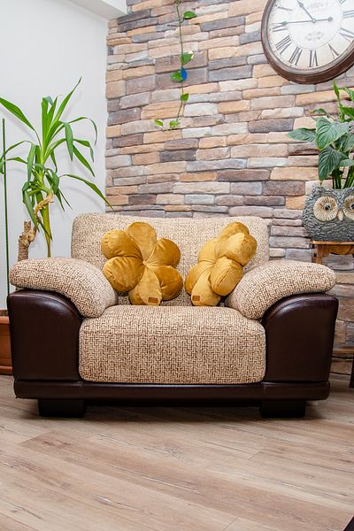 Rayda Home Decorative 2 Pieces Mustard Color Flower Pillow Flower 42*42 Cm