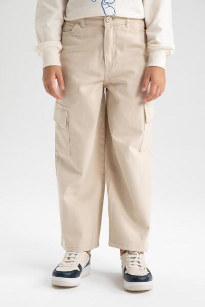 DeFacto Girl's Wide Leg Cargo Wide Leg Cotton Trousers Y0515A623Au