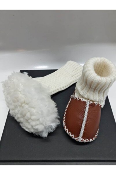 TUĞBİŞ Baby Unisex Organic Lambskin First Step Shoes Slippers Booties - NG3001