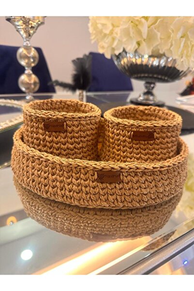 Süs Dükkanı Set de albastru cobalt coșuri model 3 cu tavă decorativă și supor...