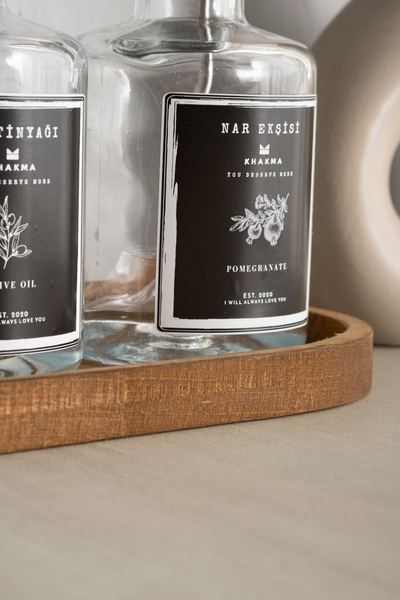 KHAKMA Wooden Stand Set of 2 250 ml Olive Oil Sauce Bowl Oil Pot Oil Bottle BLACK2pcsYENISEFAFGAGALI