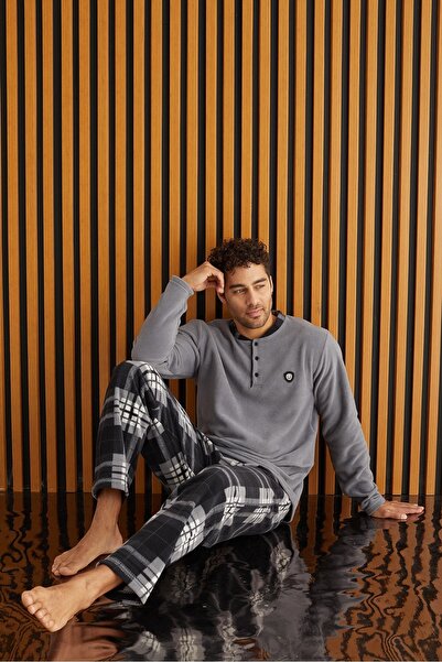 Pijamoni tissue Ekose Polar Erkek Pijama Takımı