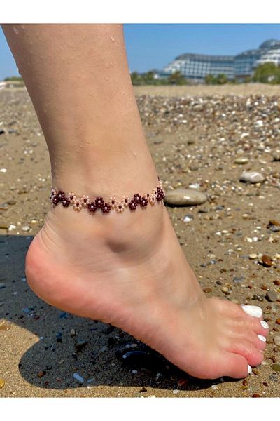 Beykan BROWN FLOWER GARDEN ANKLET