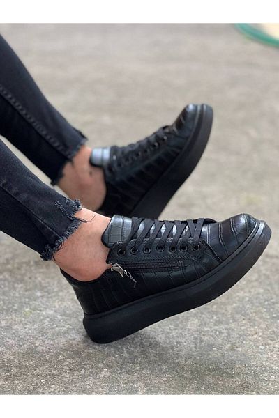 BZ Moda B-309 ST Pantofi pentru bărbați, cu șireturi, cu fermoar, cu talpă ortopedică, negri