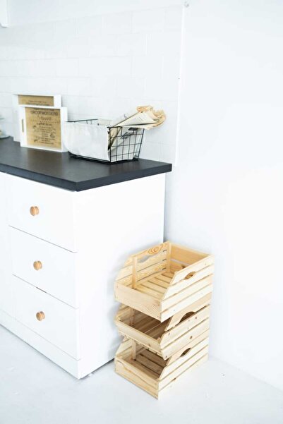 Genel Markalar 3 Katlı Ahşap Mutfak Ekmeklik Sebzelik Meyvelik İçecek Düzenle...