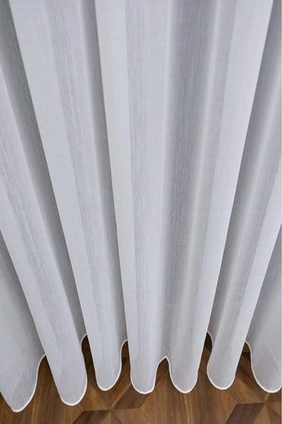 Stimor Bamboo Slub Non-Wrinkle Iron-On Tulle Curtain 1/2 Sparse Pleat
