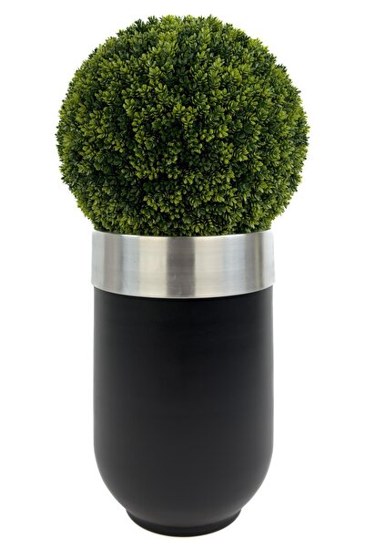 BİÇİÇEK Şimşir Ağacı 90cm Siyah Gümüş darbuka saksıda