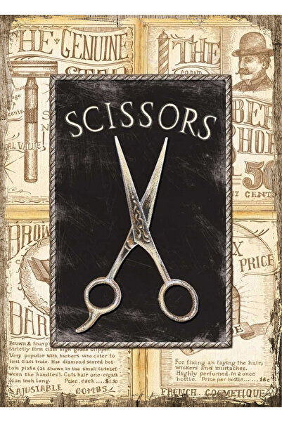 Bedeko Berber Makası Ahşap Tablo