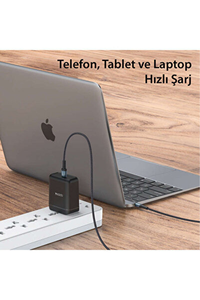 NewFace Yesido CA79 2M 66W Hasırlı Type-C to Type-C PD Hızlı Şarj Kablosu - Siyah 127072