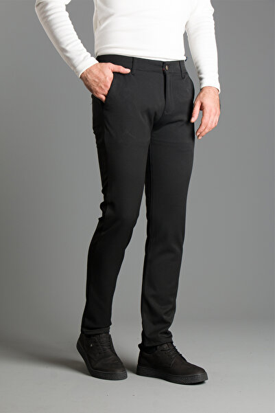 ZEKİ ÖZER Ανδρικό λινό παντελόνι από μαύρο καμβά