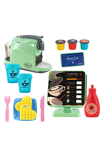 hediyecik مجموعة لعب المقهى - مجموعة ماكينة صنع القهوة مع شاشة عرض