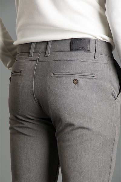 ZEKİ ÖZER Men's Gray Canvas Linen Trousers
