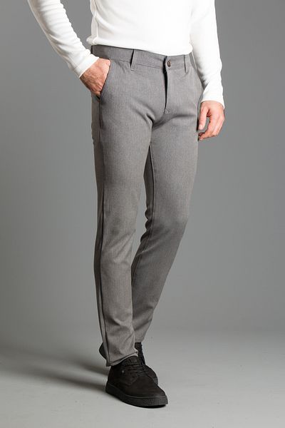 ZEKİ ÖZER Men's Gray Canvas Linen Trousers