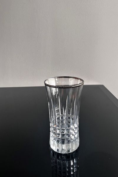 DECOSTYLE Paris Decor Handcrafted Mouth Part with Silver Stripe 6 Pieces Soft Drink Cup 300 Cc