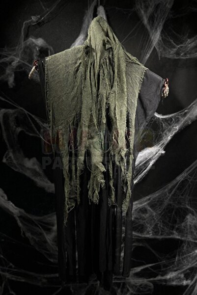 Huzur Party Store Zincir Detaylı Yeşil Cadı 110 Cm Pilli Sese Duyarlı Işıklı Halloween Cadılar Bayramı Parti Dekoru