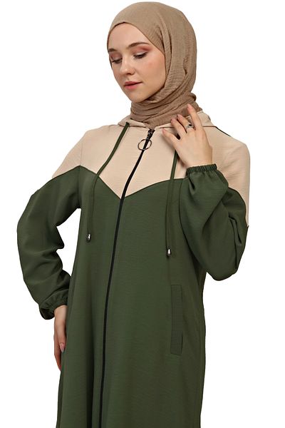 Saraylı Hooded Zippered Pocket Cap Trousers Set Women's Hijab Bottom and Top Set