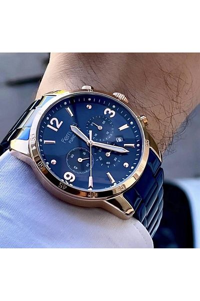Ferrucci Men's Multifunctional Metal Band Wristwatch