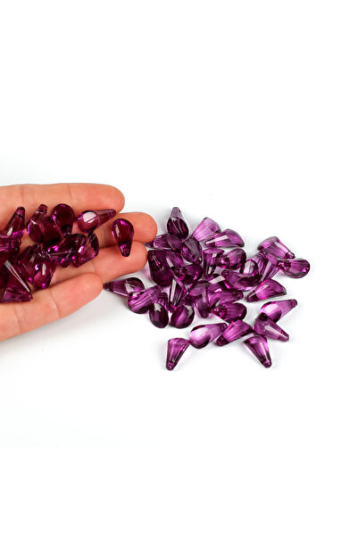 yfhobi 25 Gram - 17 mm, Mor Renk Akrilik Boncuk, Kesik Piramit Model Boncuk, ...