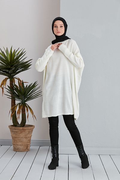 MODAMÜNASİP Half Turtleneck Knitwear Poncho Sweater Tunic